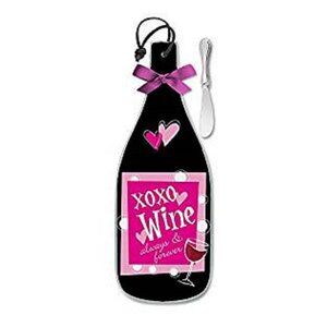 Cheese Server Spreader Set Epic Products XO XO Wine 4 1/4" x 12" Tempered Glass